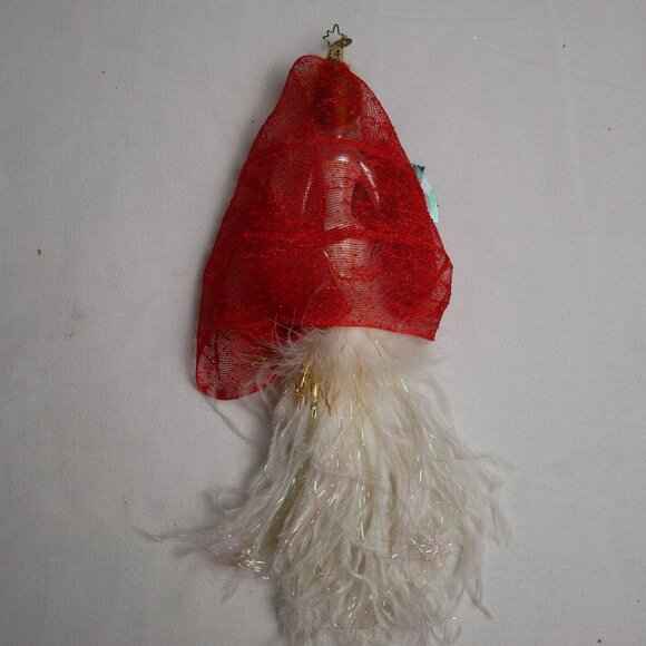Vintage Christopher Radko Angel Ornament With Red Veil & Feather Dress Italy - Picture 2 of 8
